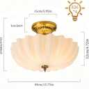 15.75-Inch Gold Semi Flush Mount Ceiling Light Milk Glass Lampshade Fixture Mid Century Modern 4-Light (Dimmable 4 Bulb is Included) Brass for Hallway Bedroom Foyer Entryway