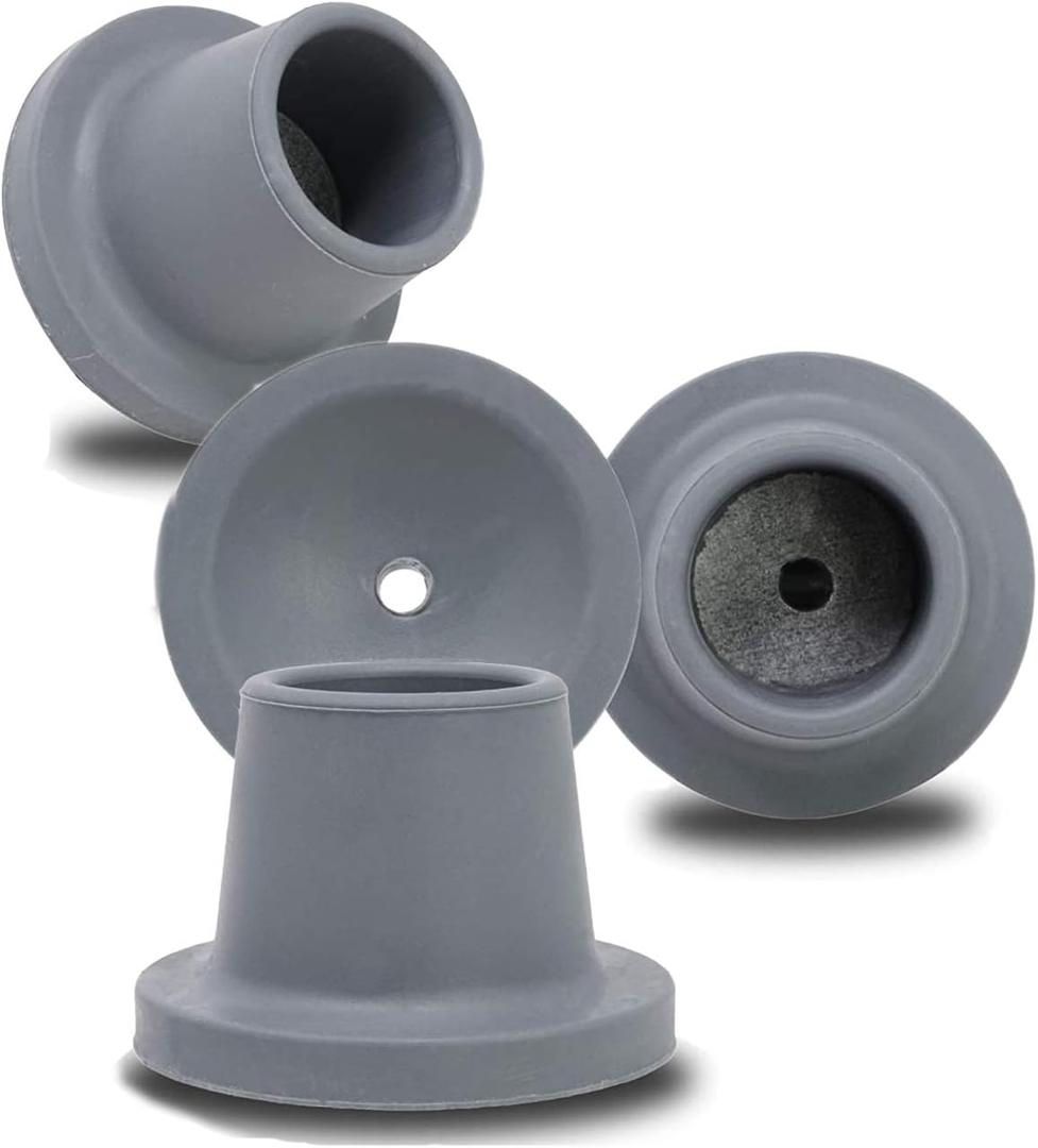 Replacement Feet for Shower Chair Bath Seat, Shower stools and Transfer Bench, Non-Skid Shower Bench and Tub Transfer Benches Rubber Suction Cup Feet, Metal Insert Reinforced (1-1/8" I.D, Grey)