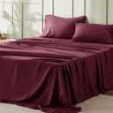 Bedsure California King Sheet Sets - 4 Pieces Soft Cal King Sheets - Breathable & Cooling - Hotel Luxury - Easy Care Polyester Microfiber Bedding for Women, Men, Burgundy
