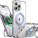 for iPhone 16 Pro Case 6.3-Inch with Magnetic 360 Ring Stand Compatible with MagSafe Crystal Clear Shockproof Protective Phone Cover 6.3" 2024, Clear