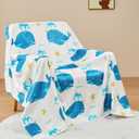 NEWCOSPLAY Throw Blanket Cute Soft Aesthetic Fleece Blanket for Kids Girls Boys Teens Cozy Blanket for Bed Couch Camping (Blue Whale, Throw(50"x60"))