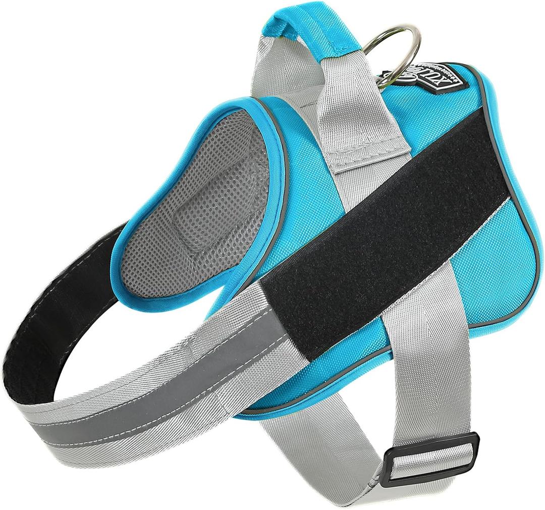 Dog Harness, No-Pull Reflective Dog Vest, Breathable Adjustable Pet Harness with Handle for Outdoor Walking - No More Pulling, Tugging or Choking (OceanicBlue, Medium (Pack of 1))