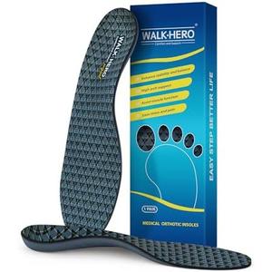 Walkhero Arch Support Insoles - Plantar Fasciitis Orthotic Shoe Inserts with Everyday Comfort and Support, Relieve Foot Pain and Flat Foot (Mens 6-6 1/2 | Womens 8-8 1/2 Gray)