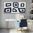 Black And White Wall Art Geometry Beige Abstract Blue Canvas Pictures Oil Paintings With Black Framed Arts for Living Room Bedroom Office 24"x48"