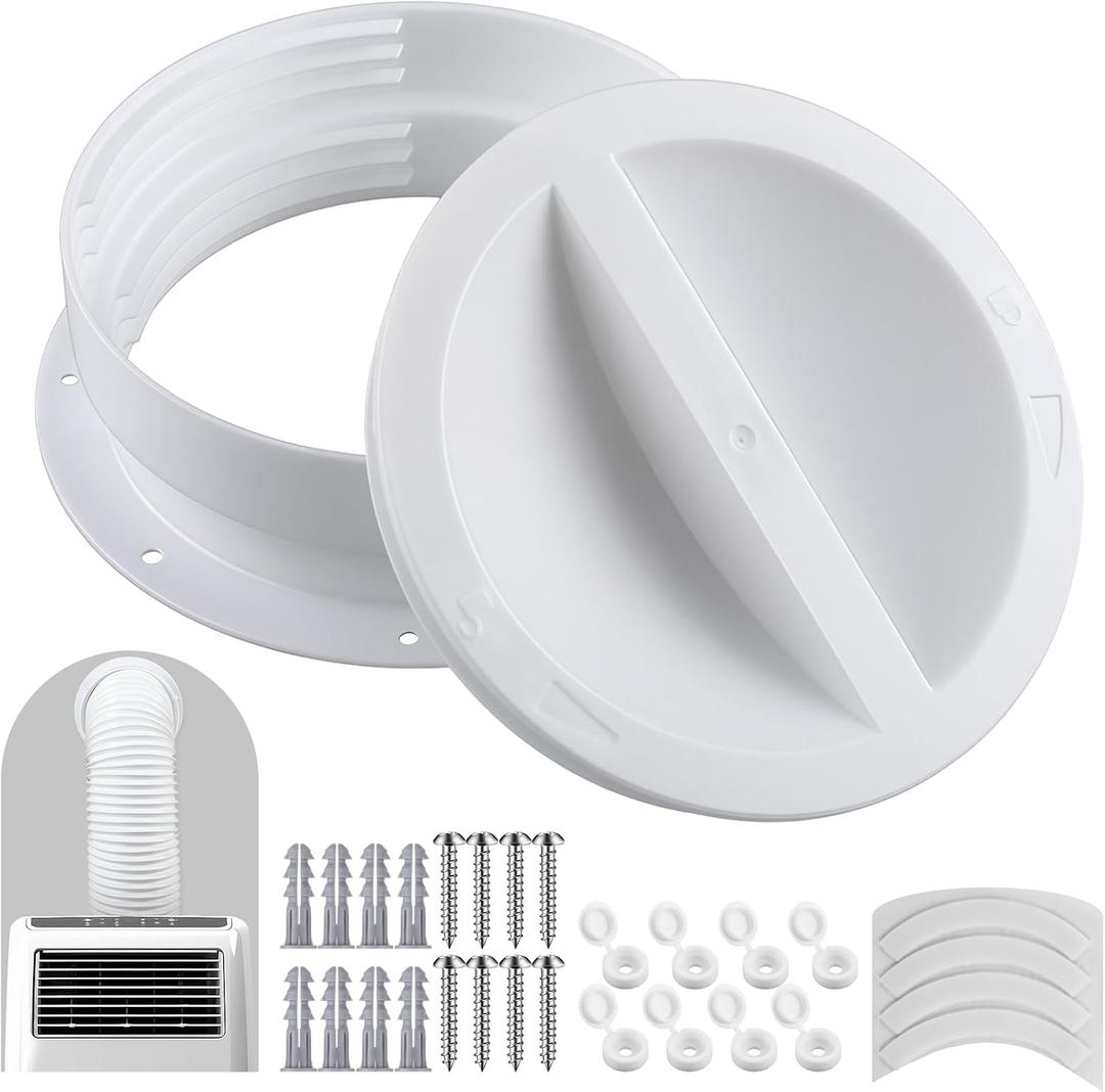 1 Set White Dual Size Wall Mount Connector for Portable Ac Vent Ac Exhaust Hose Coupler for 6 and 6.5 Inches Hose Accessories Plug