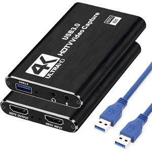 4K Capture Card Game Capture Card 1080P 60FPS for Streaming Capturadora De Video for Game Recording Live Streaming Broadcasting Supports Microphone Input and 3.5MM Headphone Output