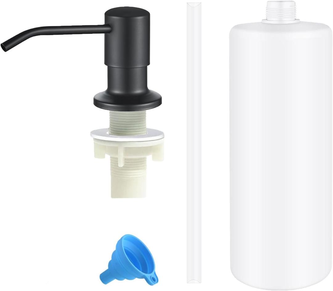 Soap Dispenser for Kitchen Sink,Stainless Steel Built in Soap Dispenser Countertop Pump Head,Dish Soap Hand Lotion Dispenser with Refillable 13.5OZ Bottle