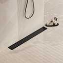 Neodrain 24 in Matte Black Linear Shower Drain- with 2-in-1 Flat & Tile Insert Cover, 304 Stainless Steel Rectangle Shower Floor Drain,Floor Shower Drain (24 In, Matte Black)
