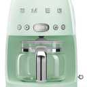 Smeg 50's Retro Style Aesthetic Drip Coffee Machine with 10 Cup Glass Carafe, Auto Start Feature, Keep Warm Plate, and Two Coffee Strength Settings (Pastel Green)