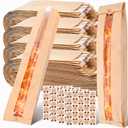 MAQUITA 100 Pack Paper Bread Bag with Window, Long French Bread Bag with 100 pcs sticker, Brown Baguette Bags, Loaf Storage Packing Sacks Biscuits Packaging for Homemade, Bakery, Coffee Bar