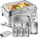 Electric Chafing Dish Buffet Set, Adjustable Temperature Electric Chafing Dishes for Buffet, Parties & Catering, Professional Electric Chafing Dish with Glass Lid