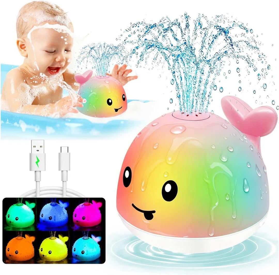 Bath Toys For 1 Year Old Girls, Pool Water Table Infant Baby Toy 6-12-18 Months, Whale Water Spray Toy, 1st Birthday Gifts For Girls,One 1 2 3 Year Old Boys Girls Gifts, Baby Toddler Shower Gifts (Pink)