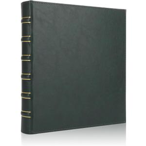 Vintage Hardback 3 Ring Binder 1 Inch, Professional Leather Binder 3 Ring, Three Ring Binders Fits 8.5" x 11", D Ring Binders for Photo Album, Home, School and Office Supplies- Dark Green