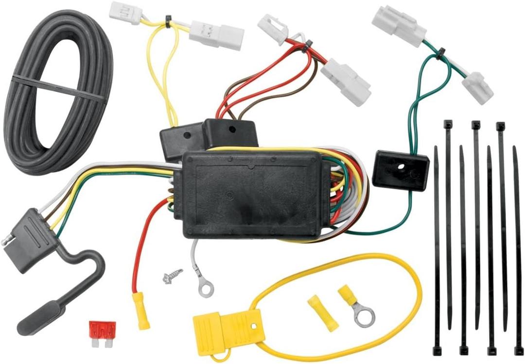 Tekonsha 118405 T-One T-Connector Harness, 4-Way Flat, w/Circuit Protected ModuLite Module, Compatable with 2014-2018 Mazda 3, 2003-2008 Mazda 6, 2007-2012 Mazda CX-7, 2007-2017 Toyota Camry, 2014-2019 Toyota Corolla, 2007-2014 Toyota FJ Cruiser Black