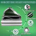 Extra Heavy Duty Tarp 12x16 Ft, 16 Mil Thick Waterproof Poly Tarps Cover UV Resistant, Rip & Tear Proof with Metal Grommets Every 20 Inches (Silver/Green)