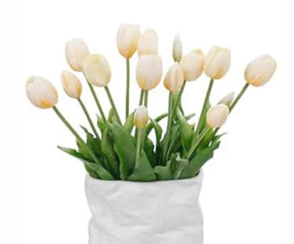 15 Pcs Fall Blue Artificial Tulips Fake Flowers, Premium Latex Lifelike Texture, UV Resistant Waterproof Faux Tulip Bouquets with Snap-on Petals for Outdoor, Home, Wedding Decor