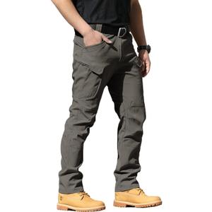 AUTIWITUA Men's Tactical Pants Water Resistant Flex Ripstop Cargo Pants Lightweight Hiking Pants with Multi Pockets(No Belt) (Gray, XXL)