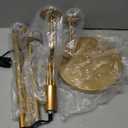 Fiqevs Dimmable Flower Floor Lamp for Living Room, Vintage Floor Lamp with 3 LED Bulbs, Mid Century Gold Standing Lamp with Acrylic Shade, Floral Tall Lamp for Bedroom Office - Antique Brass