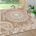 Pauwer Outdoor Rug 8'x10' Waterproof for Patios, Reversible Plastic Straw Rug, Indoor Outdoor Area Carpet RV Mat, Patio Camping Mats for RV, Picnic, Backyard, Deck, Balcony, Porch