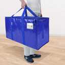 TICONN 6 Pack Extra Large Moving Bags with Zippers & Carrying Handles, Heavy-Duty Storage Tote Moving Boxes for Space Saving (Blue)