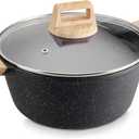 TIPTAP Nonstick Stock Pot, Granite Cookwear Soup pot with Lid, 4L/4.23Qt Cooking Pot, Casserole Stock Pot, Quick Induction for Soup, Broth, Chili, Stew and More, All Stove Compatible (Gray)