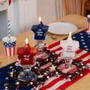4th of July Star Shaped Flameless Candles with Remote and Timer, Real Wax Red White and Blue LED Candles, 250th Anniversary Patriotic Battery Operated Fourth of July Decor Set