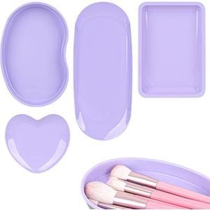 Stainless Steel Tray, Lrregular Tray, Nail Tool Dish, Trays for Jewelry, Makeup Cosmetic, Gadgets Set (Pink) (Purple)