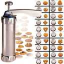 YOOUSOO Cookie Press Maker Kit, Spritz Cookie Maker Machine For Baking, For DIY Biscuit Maker and Decoration with 20 Cookie Discs and 4 Piping Tips (Stainless Steel)