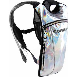 Sojourner Rave Hydration Pack - Hydration Backpack - Hydropack with 2L Bladder - Water Backpack for Festivals, Hiking, Running, Biking and More (One Size, Holographic - Silver)