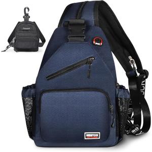 Geestock Large Crossbody Sling Backpack for Men Women, 13.4" Convertible Sling Bag with Headphone Hole Fit 10.9" Tablet, Lightweight Casual Mini Backpack Purse for Travel, Hiking & Commute, Navy Blue