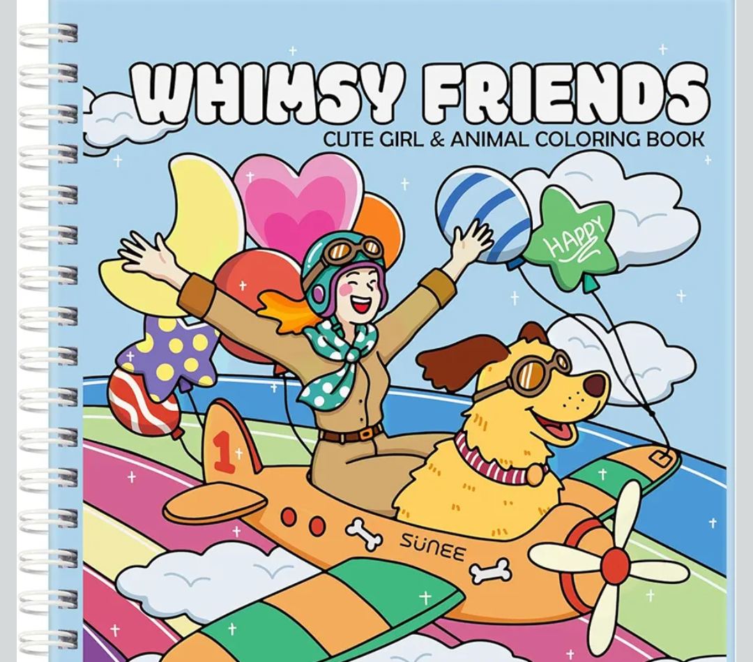 Whimsy Friends Adult Coloring Book for Relaxation - Gentle Symbiosis of Human and Animal Soothing Coloring Books for Adults Relaxation - Perfect Stress-Relieving Gift for Women Pack of 2