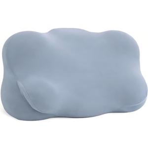 Mellow Cloud Pillow, Marshmallow Memory Foam Pillow for Tension Headache Relief, Ergonomic Cervical Neck Support Pillows for Sleeping, Contoured Side Sleeper Adult Pillows(Light Blue,22in)