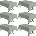 sancua 6 Pack Sage Green Tablecloth 60 x 102 Inch, Rectangle Table Cloth for 6 Feet Tables - Stain and Wrinkle Resistant Washable Polyester Table Cover for Dining Tables, Buffet Parties and Camping