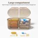 Betife AM PM Pill Organizer 7 Day, Weekly Pill Organizer 2 Times a Day, Daily Pill Box AM PM, Portable Travel Medicine Case, Day and Night Pill Container for Medication, Vitamin or Supplement（Brown）