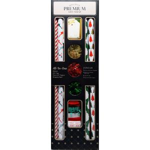 LaRibbons Christmas Wrapping Paper Sets, Classic Reindeer & Plaid Design With Ribbons & Gift Tags & Metallic Pom Pom, Perfect for Xmas, Holiday Party, 30Inch × 10Feet（4 Rolls: 100 Sq.Ft.Ttl）