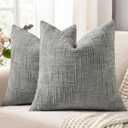 decorUhome Neutral Grey Chenille Throw Pillow Covers 16x16 Set of 2 Textured Soft Cozy Slubby Couch Pillow Covers Modern Farmhouse Boho Decorative Pillow Cases for Bed Sofa Living Room