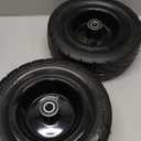 13x5.00-6 Flat Free Tire and Wheel,Zero Turn Mower Front Tires with 3/4", 5/8" and 1/2" Bearings, Compatible with Lawn Mower or Garden Tractor Black Rim -2Pack
