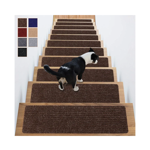Stair Treads Non-Slip 16 Pack 8"x30" - Carpet Stair Runner for Indoor Wooden Steps with TPE Backing & Anti-Skid Surface, Reusable Adhesive Safety Rug for Kids/Elder/Pet-Friendly - Brown