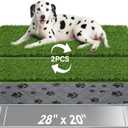 Stainless Steel Dog Grass Pad with Tray, 28'' x 20'' Dog Litter Box with 2pcs Reusable Artificial Grass Mats, Dog Grass Potty Tray with Washable Dog Pee Pad for Balcony Indoor Outdoor Use