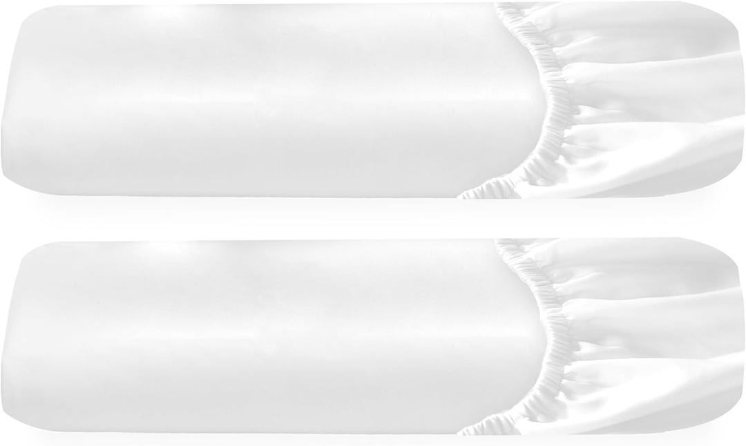 2-Pack 100% Organic Cotton Twin Fitted Sheets only, Soft & Crisp Percale, Lightweight, Snug-Fit, 2X Twin Deep Pocket Fitted Sheet - White (01 - Bright White)