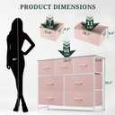 7-Drawer Dresser for Bedroom, Anti-Tip Wide Storage Organizer Fabric Chest of Drawers TV Stand for 45" TV with Wooden Top and Metal Frame for Closet, Living Room, Hallway, Entryway, Pink