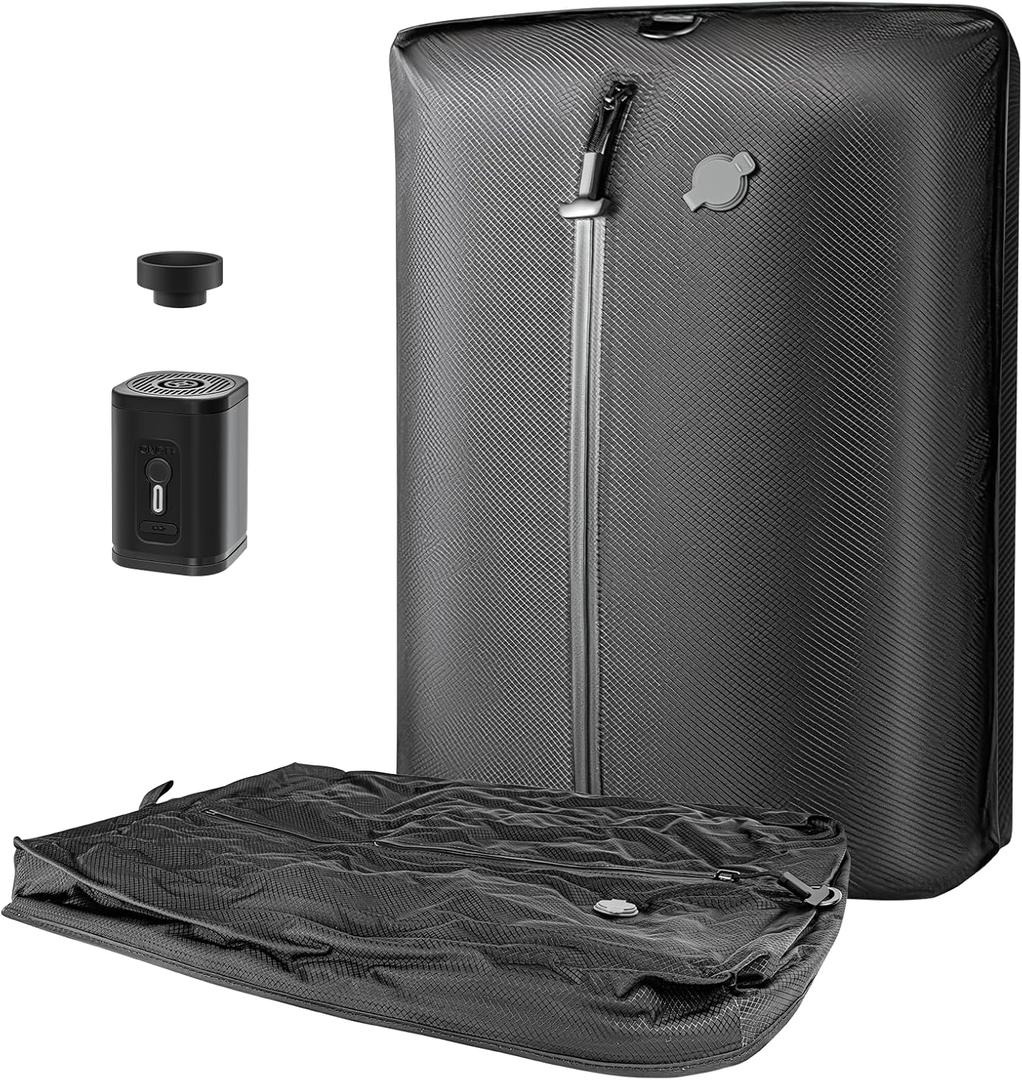 Luvan Travel Vacuum Bags for Luggage with Wireless Pump, Reusable Space Saver 33L Compression Clothing Packing Storage Organizer Cube for Carry On Suitcases and Backpack, IP67 Waterproof (1PC+1 Pump)