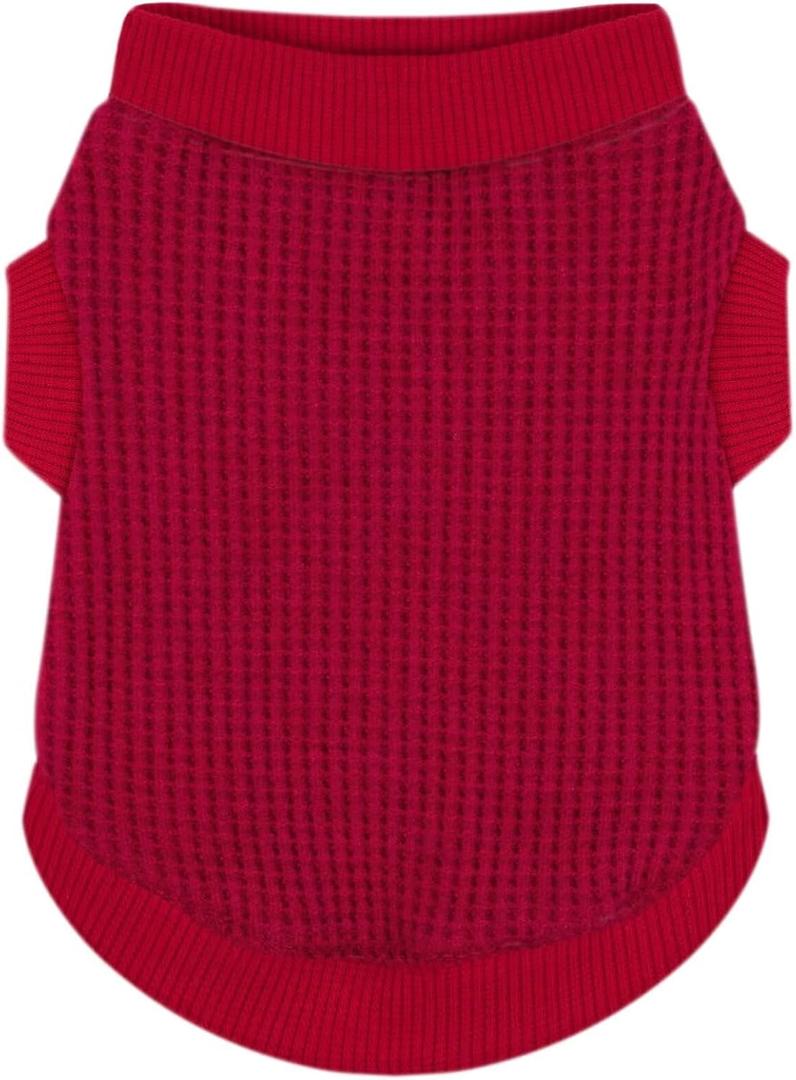 Cozy and Functional Dog Shirts for Puppies: Stretchable Wine Red Attire with Easy-On Design, Ideal for Chihuahuas and Yorkies - Enhance Comfort and Playfulness on Chill Days XX-Large (2XL-(22~26lb) | Chest(~21.5"))