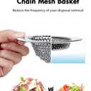 Revolutionary Kitchen Sink Drain Strainer/Patented Reversible Chain Mesh, Effortless Cleaning & Debris Catcher, Large Capacity, No Clog, 304 Stainless Steel & Rust-Proof/Handmade (Silver)