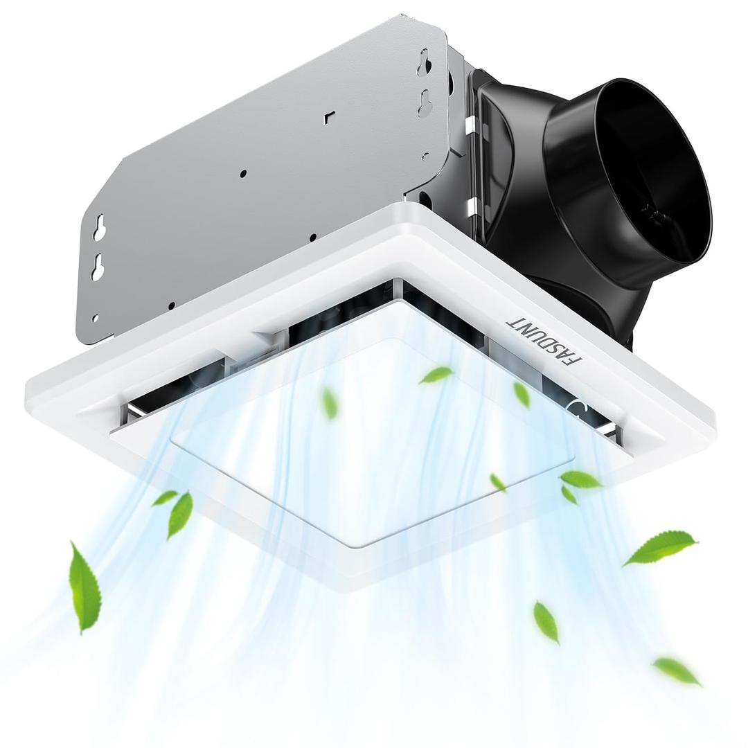 FASDUNT 2-in-1 Bathroom Exhaust Fan with Light, 1.0 Sones &110 CFM Upgraded Ventilation Fan Powerful Ventilation & Ultra Quiet, Suitable for Bathrooms, Shower, Office, Restroom