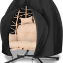 Patio Egg Chair Cover Waterproof, 91 x 80 Double Egg Chair Cover, Extra Large Hanging Swing Egg Chair Covers for Outdoor Furniture, Windproof, Black