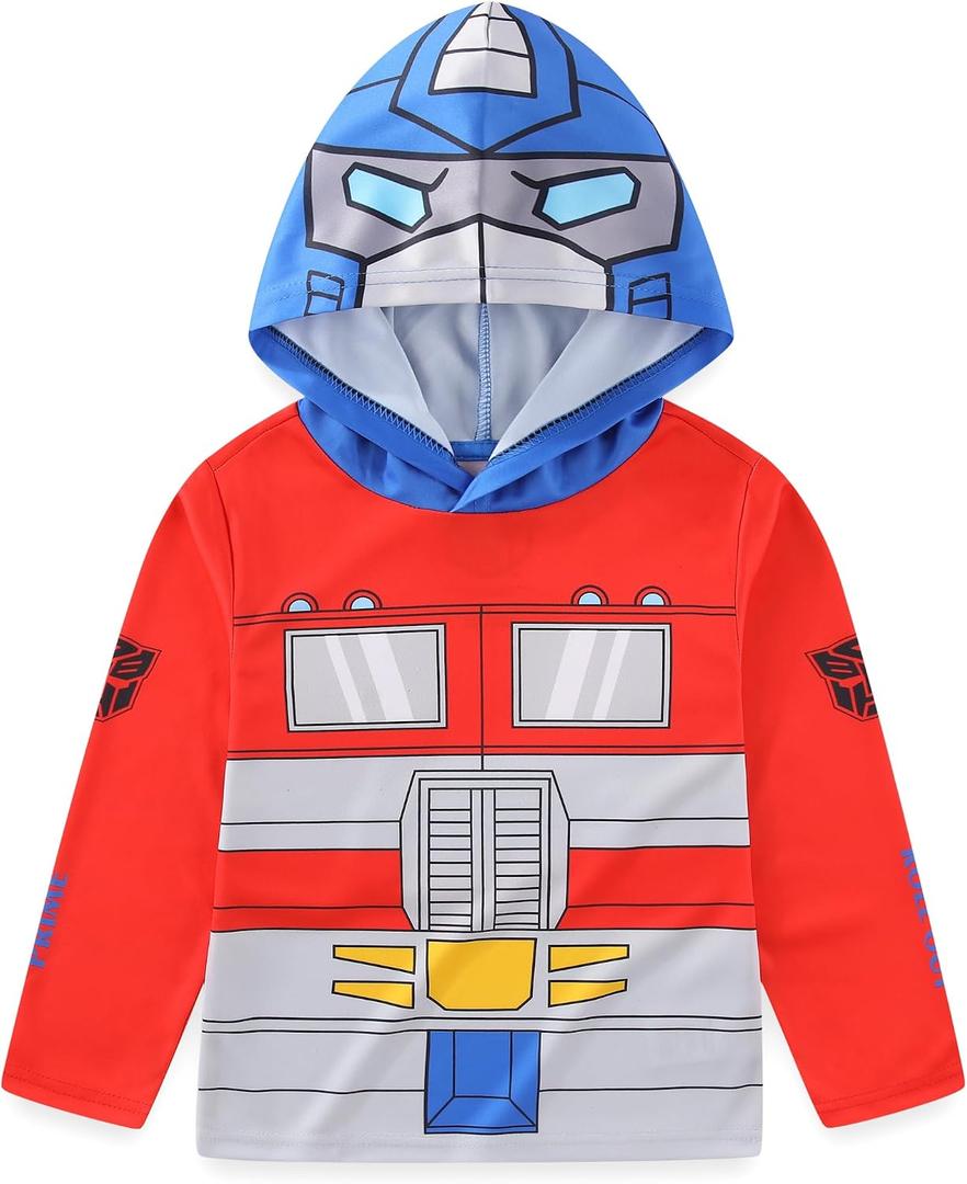 Transformers Optimus Prime Bumblebee Boys Long Sleeve Hooded Shirt for Big Kids (Red)