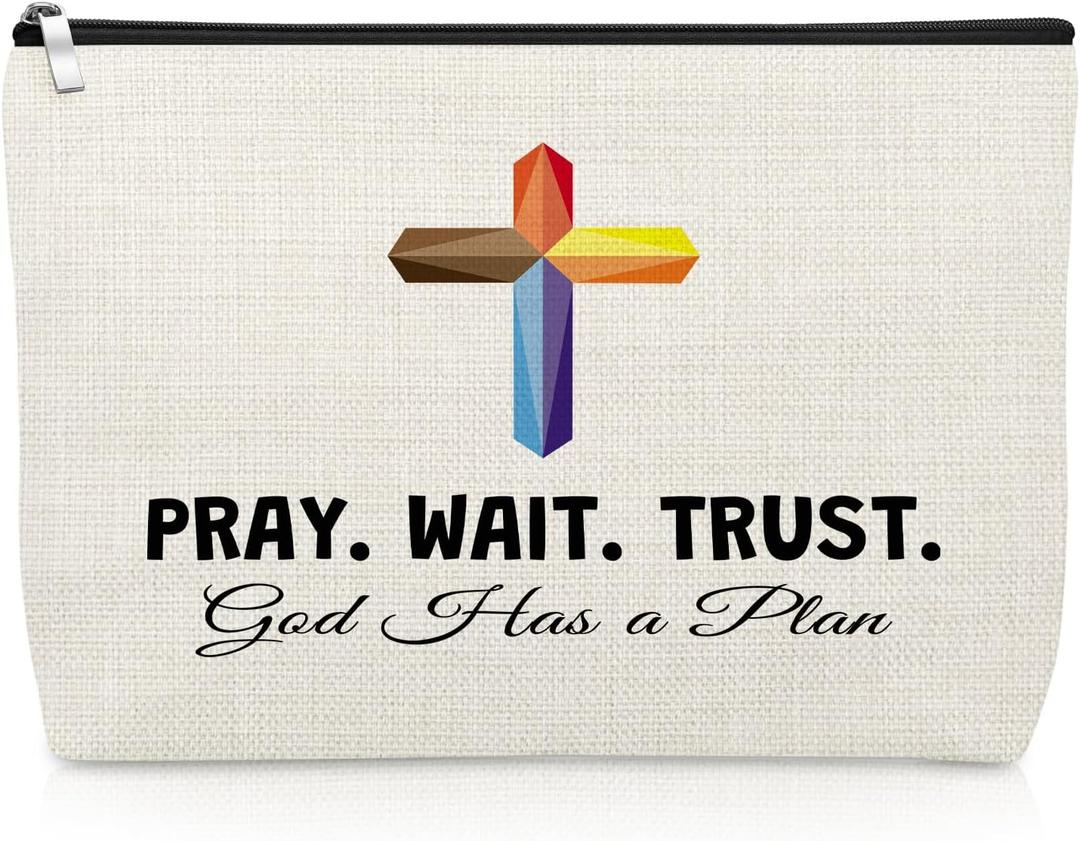 Christian Religious Makeup Bag Inspirational Scripture Gifts for Prayer Friend Sister Cosmetic Bag Bible Verses Gifts Christmas Birthday Present for Women Friendship Faith Mothers Day Travel Pouch