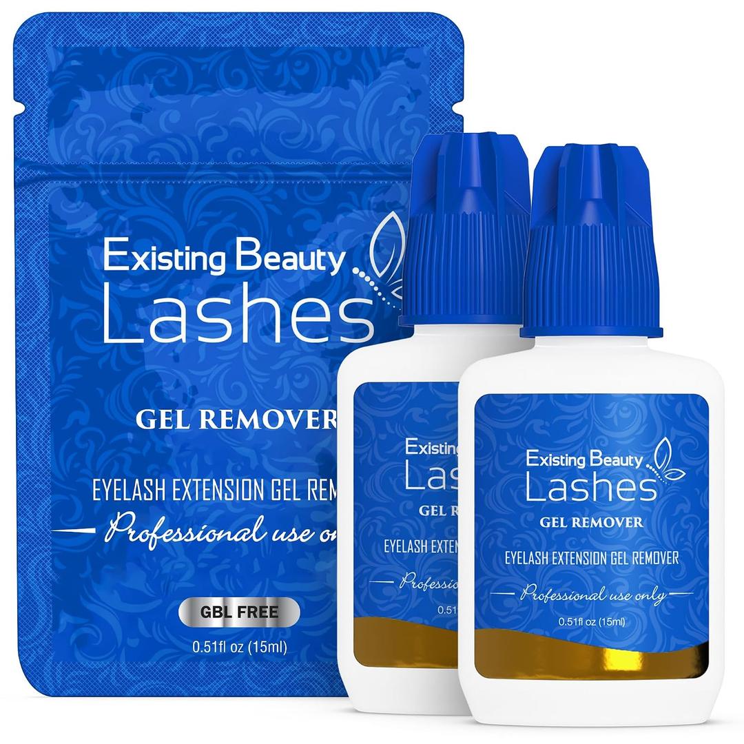 2 Pack Eyelash Extension Remover and Lash Remover for Lash Extensions - GBL Free Eyelash Glue Remover Dissolves Eyelash Extension Glue by Existing Beauty Lashes 15 ml ea