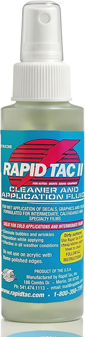 RAPID TAC II Application Fluid for Vinyl Wraps Decals Stickers 4oz Sprayer